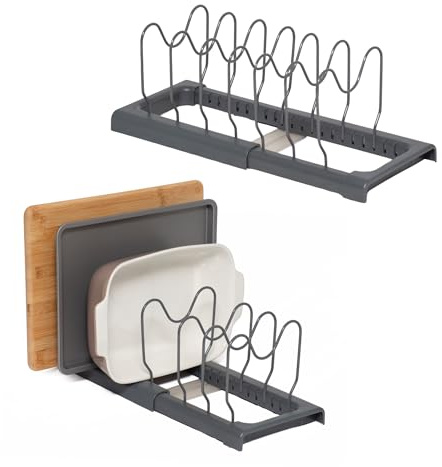 simplywire - Pack of 2 - Expandable Baking Tray & Pan Lid Rack - Grey