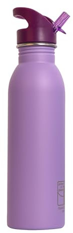 Décor Snap n Seal Leakproof Stainless Steel Water Bottle with Straw, BPA Free - 700ml Metal Flask with Carry Handle for School, Travel, Work & Gym - Ideal Drinking Bottle for Kids & Adults - Purple.