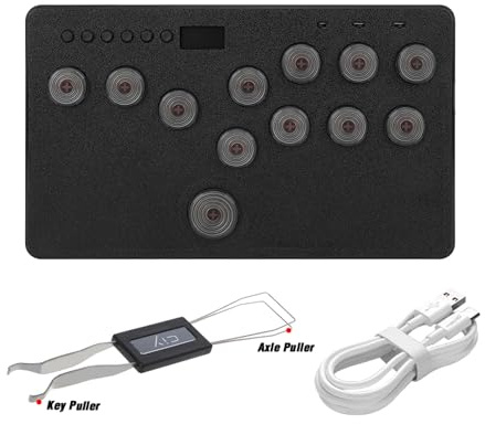 BITFUNX FLATBOX - Tastiera da gioco Arcade Stick con tutti i pulsanti, controller senza leva, supporta SOCD e Hot Swap, controller arcade Street Fight per PC/PS3/PS4/Switch/Steam con RGB e Turbo