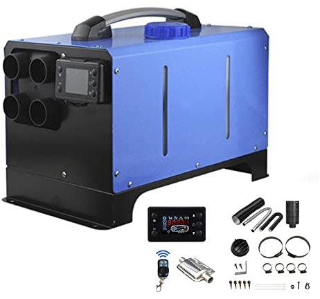 Calentador diésel de 5 KW, kit de calentador de aire diésel portátil para estacionamiento de automóvil con control remoto y pantalla LCD, todo en 1, 4 orificios de salida, para carpas, automóviles,