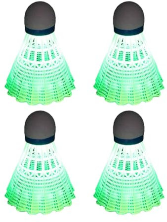 Suoumwa 4 Stück Leuchtende Badmintonbälle LED Schaumkunststoff Sport Badminton Leuchtende Federbälle Badminton Set Grün