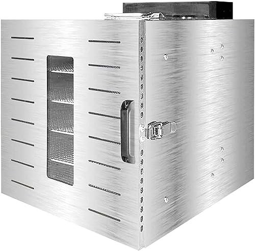 IUBGFTO Deshidratador de Alimentos, Temporización de Programación - Control de Temperatura, con 6 Bandejas Apilables, Bajo Consumo Energético, Acero Inoxidable, 430W, Gris