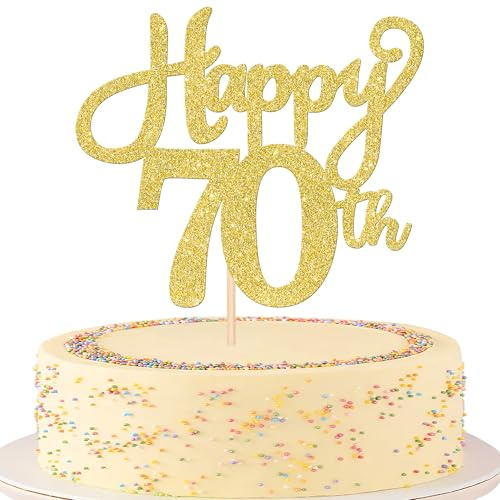 SYKYCTCY 1 Pack 70th Birthday Cake Topper Glitter Number 70 Seventy Birthday Cake Pick Decorations for Cheers to 70 Years Old 70th Birthday Wedding Anniversary Party Supplies