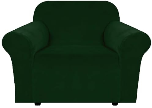 Delindo Lifestyle Sesselschoner Velvet, samtweicher Sessel Überzug, Sesselbezug ohne Armlehne, grün, 90-140 cm