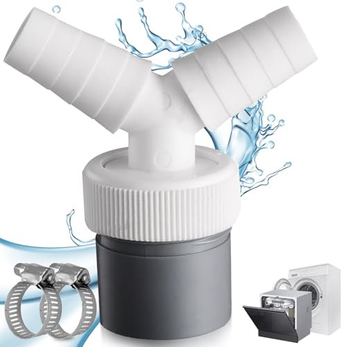 Set di scarico per lavastoviglie e lavatrice, doppio connettore Y con uscita per tubo Ø 40 mm e ingresso Ø 18-24 mm, per lavatrice, lavastoviglie, asciugatrice, tubi da giardino