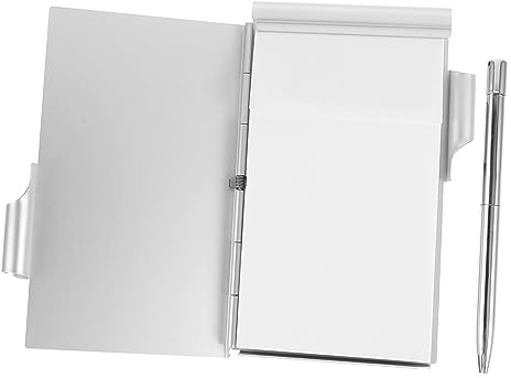 VILLCASE Kleiner Notizblockhalter Aus Aluminiumlegierung Mit Stift Abnehmbarer Notizblock Metallenes Schreibpad Für Büro Schule Unterwegs
