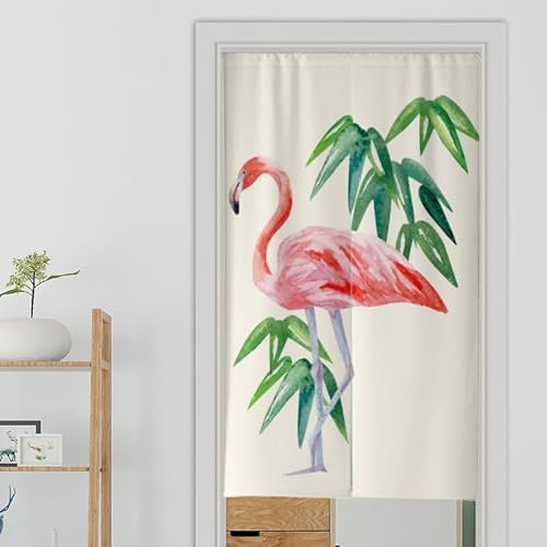 Küchenvorhänge Abstrakter Grüner Flamingo Vorhänge Kurz Polyester Scheibengardinen Waschbar Raumteiler Vorhang Türvorhang Langlebig Gardine Küchenfenster Verdickung Tür Vorhang Door Curtain 70x150cm