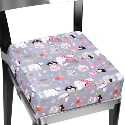 Silla elevadora para niños, flexible, lavable, desmontable, portátil, con dibujos animados, silla elevadora para niños, 2 hebillas de seguridad, elevador de silla antideslizante, asiento de refuerzo
