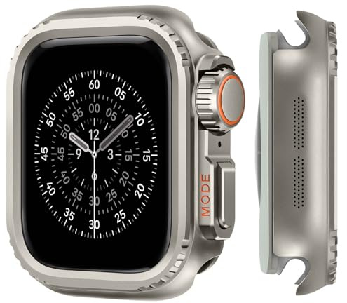 Suphart Metallfodral kompatibla med Apple Watch serie 11/10 46 mm fodral, 2-i-1 rostfritt stål skyddande fodral robust stötfångare med bakram för iWatch 11/10 46 mm, titan