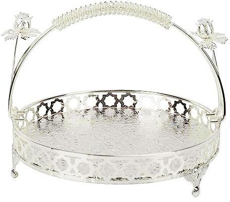 Bandeja de Fruta Redonda Retro con , de Gran Capacidad, Diseño de Tazones Decorativos de Aleación Fuerte para el Bar de la Familia del Bar de la Familia, Hecha de Color Dorado Tamaño Meduim Tamaño
