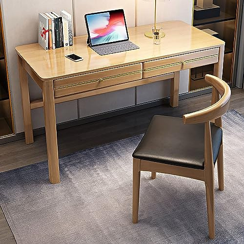 Scrivania moderna in legno massello di metà secolo per casa e ufficio con 2 cassetti, postazione di lavoro per computer, spazioso tavolo da studio (119,4 x 61 x 76,2 cm) ideale per lavoro a distanza