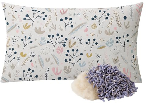 Lavendelkissen 30x20cm Lavendelblüten, Schafschurwolle (Lavendel-Blumen-03) | Duftkissen mit Reißverschluss, geblümt Blumen, Gefüllt mit Lavendelblüten und Schafschurwolle
