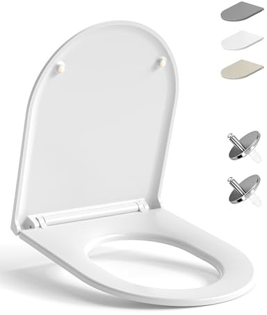 HySail Hochwertiger Toilettendeckel mit Absenkautomatik, Schnellverschluss und Hygienischer Oberfläche – Robust, Umweltfreundlich, Farbbeständig, in Mehreren Farben Erhältlich (Weiß, D-Form Kurz)