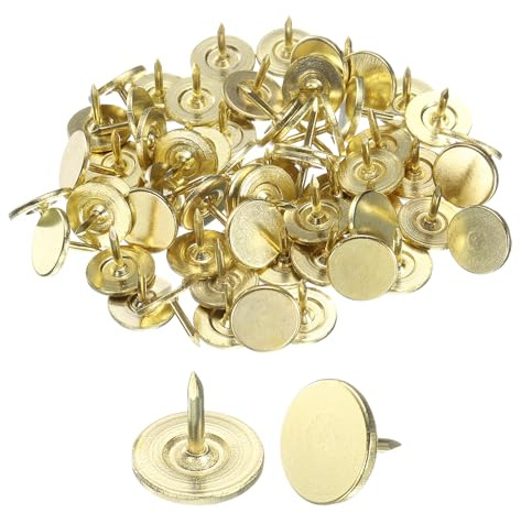 QUARKZMAN Polsternägel 11 x 10mm Flachkopf Möbelnägel, Gold 60 Stück | Reißzwecken, Heftzwecken Dekorative Nägel Daumennagel Dekorative Stecknadeln für Möbel Sofa Kopfteile