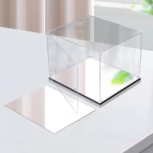 Vibeo Vetrinetta Espositiva Scatola Espositiva Spessa con Supporto a Specchio, Teca in Acrilico per Bambole/trofei/Oggetti da Collezione(20x20x25cm(8x8x10))