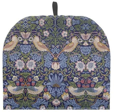 Urndoeng William Morris Strawberry Thief Pattern Tea Cozy for Teapot Novelty Tea Pot Kitchen Decorative with Handle Dust Cover for Keeping Warm Can Hung and Folded