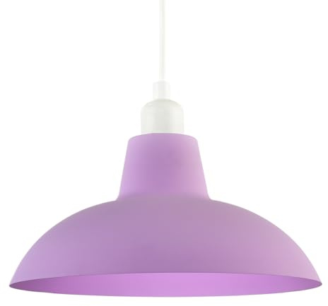 Industrial Retro Designed Matte Soft Lilac Curved Metal Ceiling Pendant Lighting Shade | 29cm Diameter by Happy Homewares
