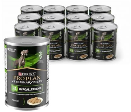 PURINA Pro Plan Veterinary Diets HA Hypoallergénique | 12 x 400 g | Aliment diététique Complet pour Chiots et Chiens Adultes | Peut contribuer à réduire Les intolérances Alimentaires