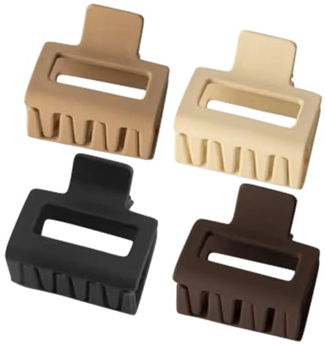 TOYZFRIENDY 4 Stück-pack Quadratische Matte Haarkrallen aus Kunststoff Starke Rutschfeste Haarspangen für Damen Haarstyling Zubehör für Dünnes und Dickes Haar Vielseitige Haar Accessoires