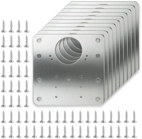10PCS Plaque Reparation Charniere Porte, 9x9 cm, Plaques de Réparation Charnière Porte Placard, Fixation Durable pour Réparer les Charnières Endommagées de Meubles