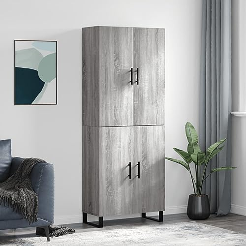 Mimdixy Küchenschränke Küchenbuffet,Highboard Grau 69,5x34x180 cm Holzwerkstoff