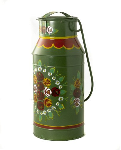 Black Country Metal Works Medium Hand Painted Milk Churn Planter - Canal Art (Green)