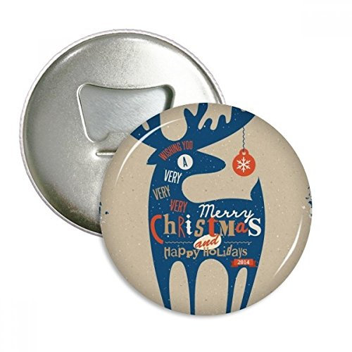 DIYthinker Vacaciones de Navidad venado Azul Ronda abrebotellas imanes Insignia del botón 3pcs Regalo Plata