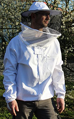 Förster-Fellnest Qualitäts - Imkerjacke aus atmungsaktiver Baumwolle, kräftig & leicht - weiter Schnitt, TÜV Zertifiziert, Größen von 128 bis 5XL - abnehmbare Haube/Imkerhut