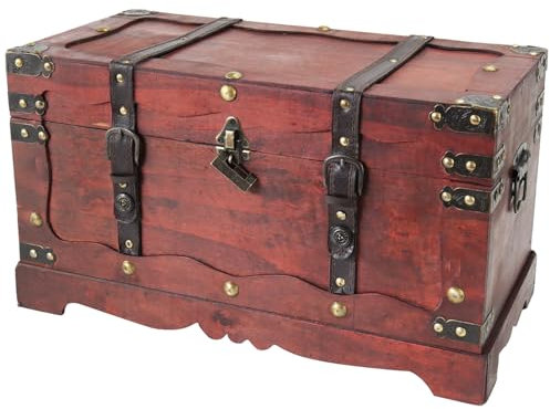 HMF 6400-150 Cofre del Tesoro de Madera con Candado | 50 x 25 x 28 cm | Grande | Francia