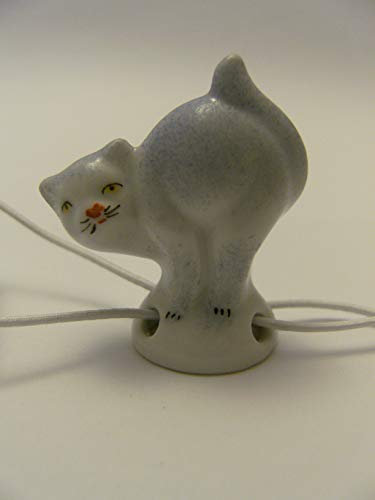 Lindner Porzellan Tropfenfänger Katze Buckel, handbemalt, für Kaffee- oder Teekannen, Tier Kätzchen
