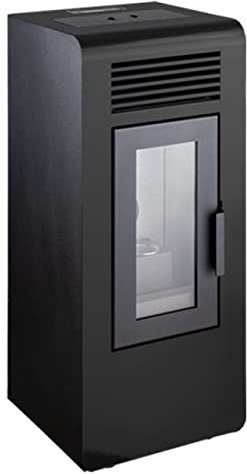 Qlima Eco Stufa a Pellet Ventilata 7 kW Riscalda Ambiente fino 58 m² Colore Rosso Nero Timer Programmabile Termostato Regolabile Braciere in Ghisa (Nero)