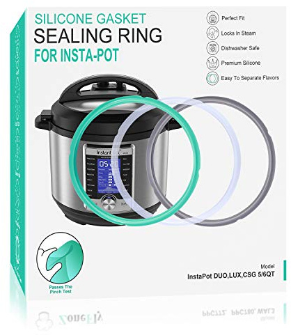 6 Quart Instant Pot Sealing Ring - Replacement Pinch Test 100% Silicone Gasket Seal Rings for 6 Qt Instapot Programmable Pressure Cooker - Insta Pot DUO LUX ULTRA PRO Crisp Accessories for 6QT 3-Pack