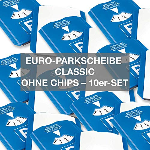 4business 10 x Euro-Parkscheibe Classic, blau-weiß | 4-sprachig, § 42 STVO, mit Eiskratzer