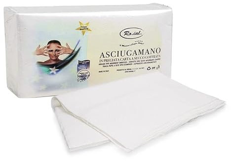 Virsus 60 Asciugamani da Barbiere di colore Bianco, Asciugamani di Carta a Secco Goffratura a S 35,5x67cm Monouso Massima Assorbenza per Parrucchieri, Barbieri, Estetiste, 1 CF x 60 Pezzi