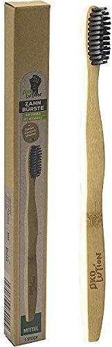 謐olution Bamboo Toothbrush with Pure Bamboo Wood, Hardness Brush Head, Medium, Plastic- Made of Renewable Bamboo, bristles Treated with Activated Carbon for Best Cleanliness.