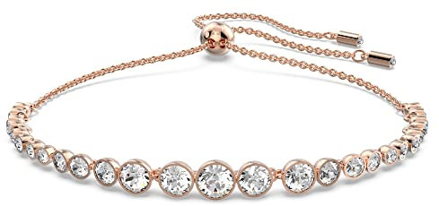 Swarovski Emily Bracelet, White Round Cut Crystals in a Rose Gold Tone Plated Setting, from the Emily Collection