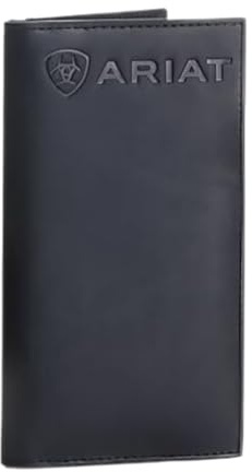 ARIAT Men's Black Leather Bifold Wallet with Embossed Logo