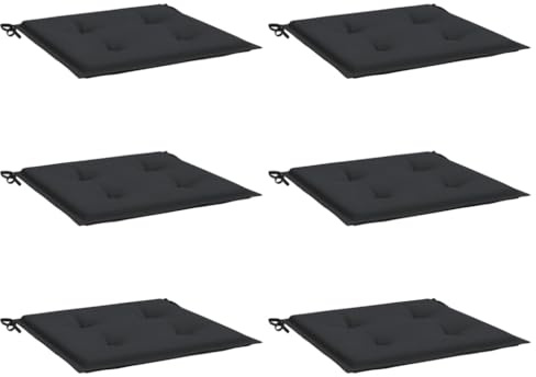 vidaXL Gartenstuhl-Kissen 6 STK. Schwarz 50x50x4 cm Oxford-Gewebe