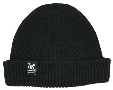 DRESSED IN MUSIC PLAY WITH ME Docker Beanie per uomo/donna - Taglia unica - Beanie Surf Monkey® - Poliestere riciclato - Wear&Care, Nero , 6 5/8-7 3/8