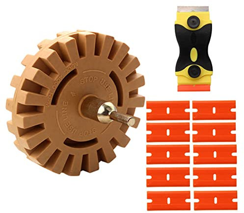 12-teiliges Aufkleber-Entferner-Set, 10,2 cm Radiergummi mit Kunststoffklingenschaber, Nadelstreifen, Aufkleber, Vinyl-Entfernungswerkzeug-Set für Auto, Boden, gebeizte Oberfläche