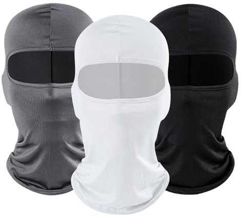 SKHAOVS 3 Stück Sturmhaube für Herren Damen, Schwarz+Weiß+ Grau Dünn Skimaske, Balaclava, Atmungsaktiv Gesichtshaube Sturmmaske, Motomaske, UV Schutz, Einheitsgröße, für Outdoorsports (3 Stück)