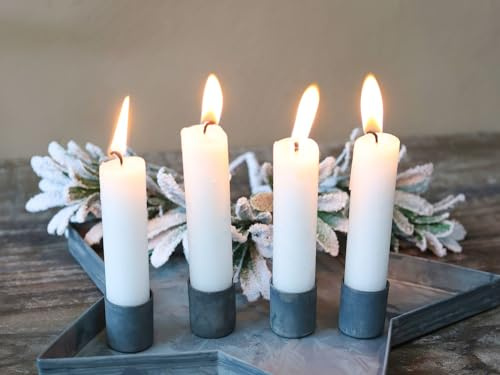 Kerzenhalter mit Magnet für Kerzen mit Ø 2 cm Advent Kerzenständer magnetisch Adventsteller Adventskranz Weihnachtsdeko, Farbe:Zink