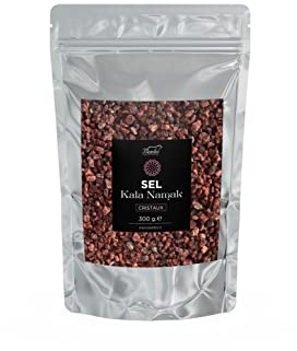 Cristaux de Kala Namak Bembo 300 g - Connu Sous le Nom de Sel Noir Indien - Condiment Utilisé dans de Nombreuses Recettes Célèbres - Goût Typique d'œuf à la Coque - Disponible en Poudre et en Cristaux