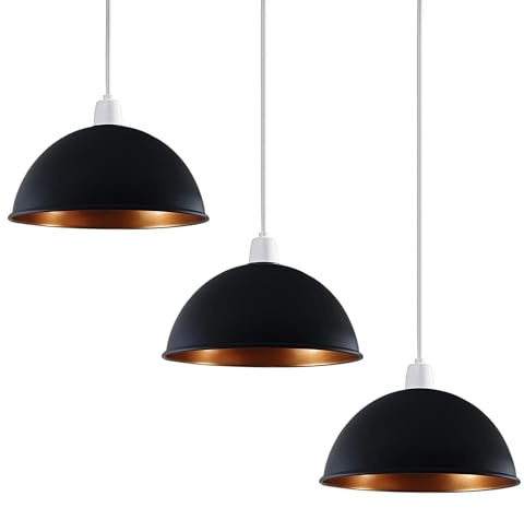 DCVoltage 3 Stück Retro-Deckenlampenschirm aus Metall, 21 cm, einfach zu montierender Lichtanhänger, moderne Deckenbeleuchtung, Kuppelschirm für Schlafzimmer, Flur (Stil 1)