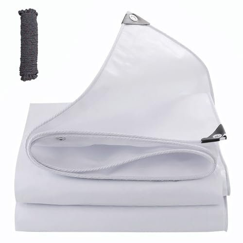 Bâche de protection imperméable à œillets en polyéthylène 180 g/m², résistante aux UV, résistante aux déchirures, pour meubles de jardin, piscine, voiture, bateau, camping (blanc, 3 x