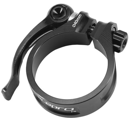 MITINGER Legierung Sattelklemme,Fahrrad Sattelklemme 40 mm Fahrrad-Sattelstützenklemme, Sattelrohr, Schnellspanner, zusammenklappbare Fahrrad-Sattelklemmen(Color:Black)