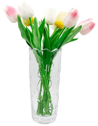 Vaso di cristallo da 19,6 cm, vaso da fiori in vetro trasparente ispessito, centrotavola da tavolo, design a pois, vasi da fiori per casa, soggiorno, camera da letto