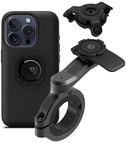 QUAD LOCK Lenker Handyhalterung PRO - Groß mit Vibrationsdämpfer und MAG Hülle für iPhone 15 Pro