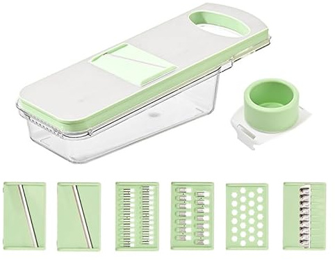 Cortadora de verduras multiusos, picadora de verduras, cortadora de verduras, picadora de verduras 6 en 1, cortadora de verduras, cortadora, caja de almacenamiento equipada