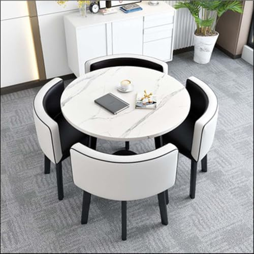 Generisch Runder Quadratischer Esstisch mit 4 Stühlen Küchentisch mit Stühlen Dining Table Set 4 Chairs für Essgruppe Küchen Besprechungstisch Essgruppe Küchentisch Klein Balkone,037,80cm/31.5in